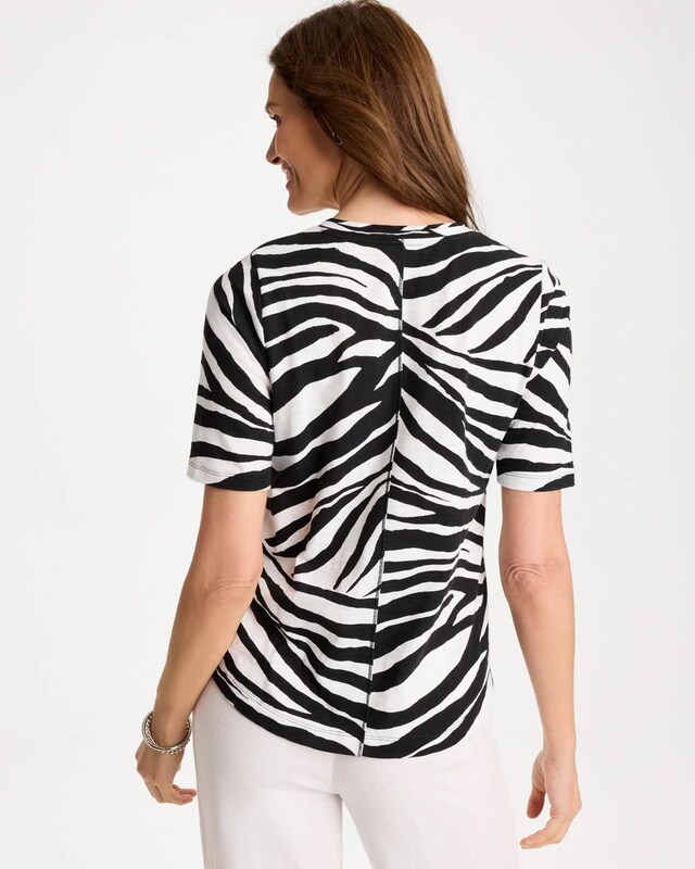 Wild Lines Cotton Slub V-Neck Tee - image 3